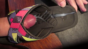 Fuck wifes colored shoe with huge cumshot