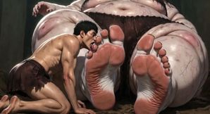 Huge Obese Giantess BBW - Slave Licking Her Giant Feet in Worship
