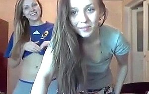 Two teen babes strip and tease on webcam