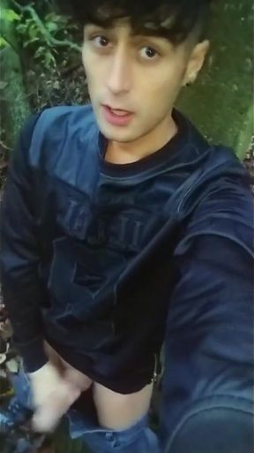 Twink Jerks off Outdoor Behind Rest Area