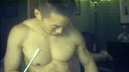 Nipple play, muscles, cock shot, jerking off, cum shot