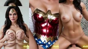 puedes correrte profundamente adentro de la mujer maravilla con sus grandes tetas