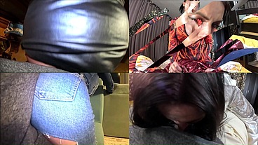 Inflatable Humiliation in Leather. Beach Ball Popping, Deepthroat, Doggy and Cum Play preview