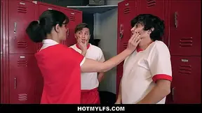 Porky's Porn Parody - Thick Breasts EXPERIENCED LADY Gym Coach Smashed By Two Lustful Boys