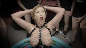 Busty cougar gives sloppy blowjob and takes it in her mouth