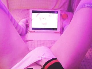 Kawaii girl masturbates after class watching lesbian manga until squirts and urinates herself