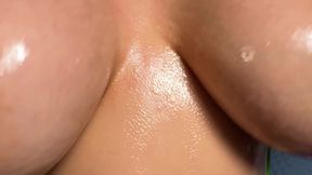 Cumshot on Oily Slingshot Titties