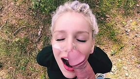 Sperm-addicted Red Fox blows like a pro in the forest - Amateur POV Porn