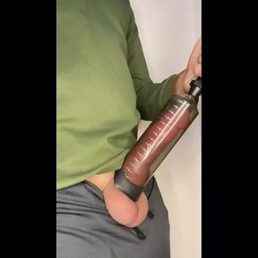 naughty secretary caught me using a penis pump in the office and wanted to try my new big thick cock