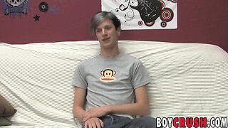 Thin teenager danny tyler interviewed before solo jacking