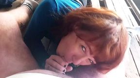 tender blowjob from a redhead tgirl
