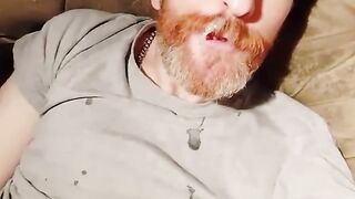 massive man meat Scottish stud shoots a load on wields facial hair douche of jism