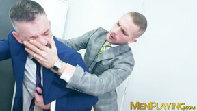 Suited Apolo Adri shoved the tight butthole of muscular Dan Tyser