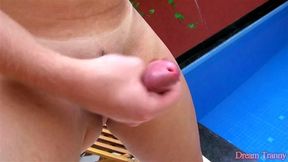 Blonde Tgirl Carol Penelope Shoves a Big Dildo Up Her Butt