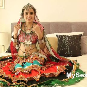 Cute Gujarati Indian Beauty Jasmine In Garba Dress Striptease Show