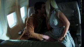 Lucky hunk gets to fuck two hot passenger babes on board an aeroplane