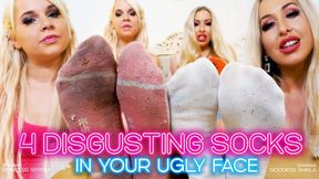 Serena & Sheila: 4 Disgusting, Stinky Socks for Your Ugly Slave Face - FULL HD MP4