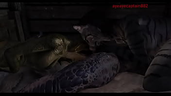 Khajiit and argonians have threesome