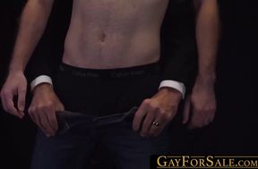 Kinky twink moans loudly during intense anal play with a big glass dildo stretched wide