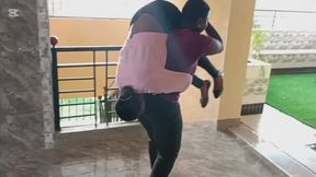 Lift and carry between 3 models with lots of hard ass spanking