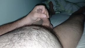 Uncut Hairy Gay Masturbating and Cum