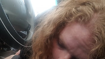 CurlyyRed bbw redhead gives roadhead on country roads