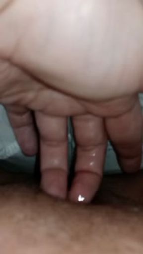 Cute teen fingering wet pussy and clit til intense orgasm before bed!