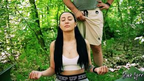 Freeuse Jerking on Ponytail Brunette During Her Meditation - Huge Free Use Facial