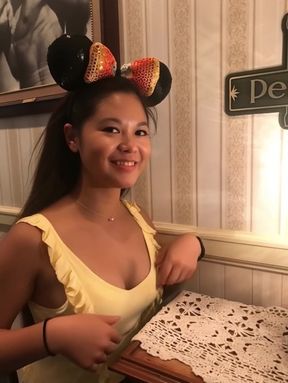 Amateur teen with big natural tits in public