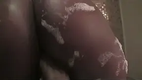 Sexy dark skin thick slut with the big black booty uses a huge dildo