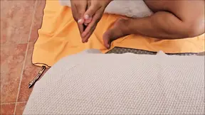 Thai MILF gives footjob and cums on feet