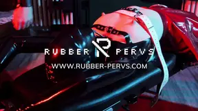 Hottest rubber clinic babe plays with her gas mask toy
