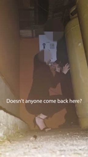 Company Year-End Party. Married woman gives blowjob in a corner of the party.