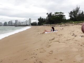 Hottie Can I Cum On Your Titties? - Public Penis Flashing On The Beach