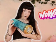Tgirl Trying Out Sloppy Toppy Super Suck Gawk Gawk 3000 Blowjob Machine | Honey Play Box Masturbator