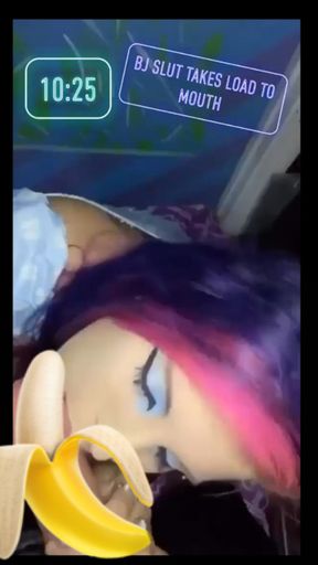 BJ slut takes cock to the mouth