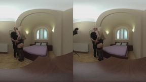 Behind The Scenes Voyeur Petite Blonde Takes Big Cock In POV-VR!