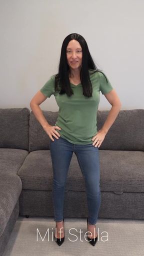 Jeans, tee &amp; black hair