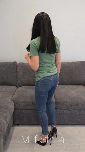 Jeans, tee &amp; black hair