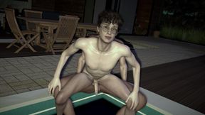 Young Gay Couple Fucking by the Pool in the Villa