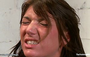 Bound trainee in doggy position banged