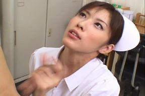 Japanesse nurse loves to have cum on her big tits