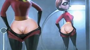 Elastigirl gets a facial from a horny MILF guard