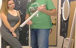 Cam girl hiding from a plummer