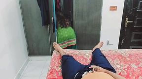 Naughty Indian Maid Gets a Flash from a Creepy Customer