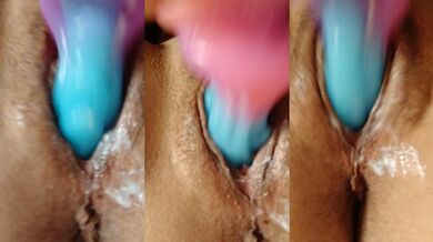 Vecina de culo grande se da placer con gran consolador