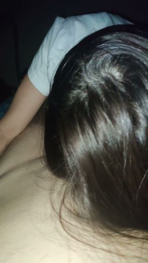 My Stepsister Woke Me up and Started Sucking My Little Dick. Sucking and Moaning