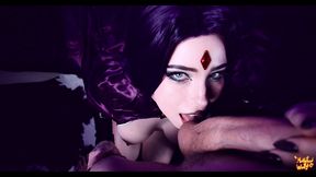 teen titans. raven gets cumshot from pussy to mouth - moliyredwolf