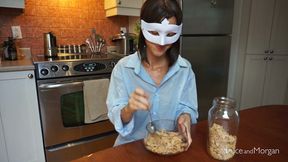 A complete breakfast - piss and cum!