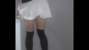 teen Liqa dress-up check Upskirt Pink Panties Stockings Skirt non nude